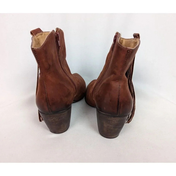 Matisse 9 M Shields Brick Brown Leather Fringe Booties Boot Boho Western Hippie - Picture 15 of 16